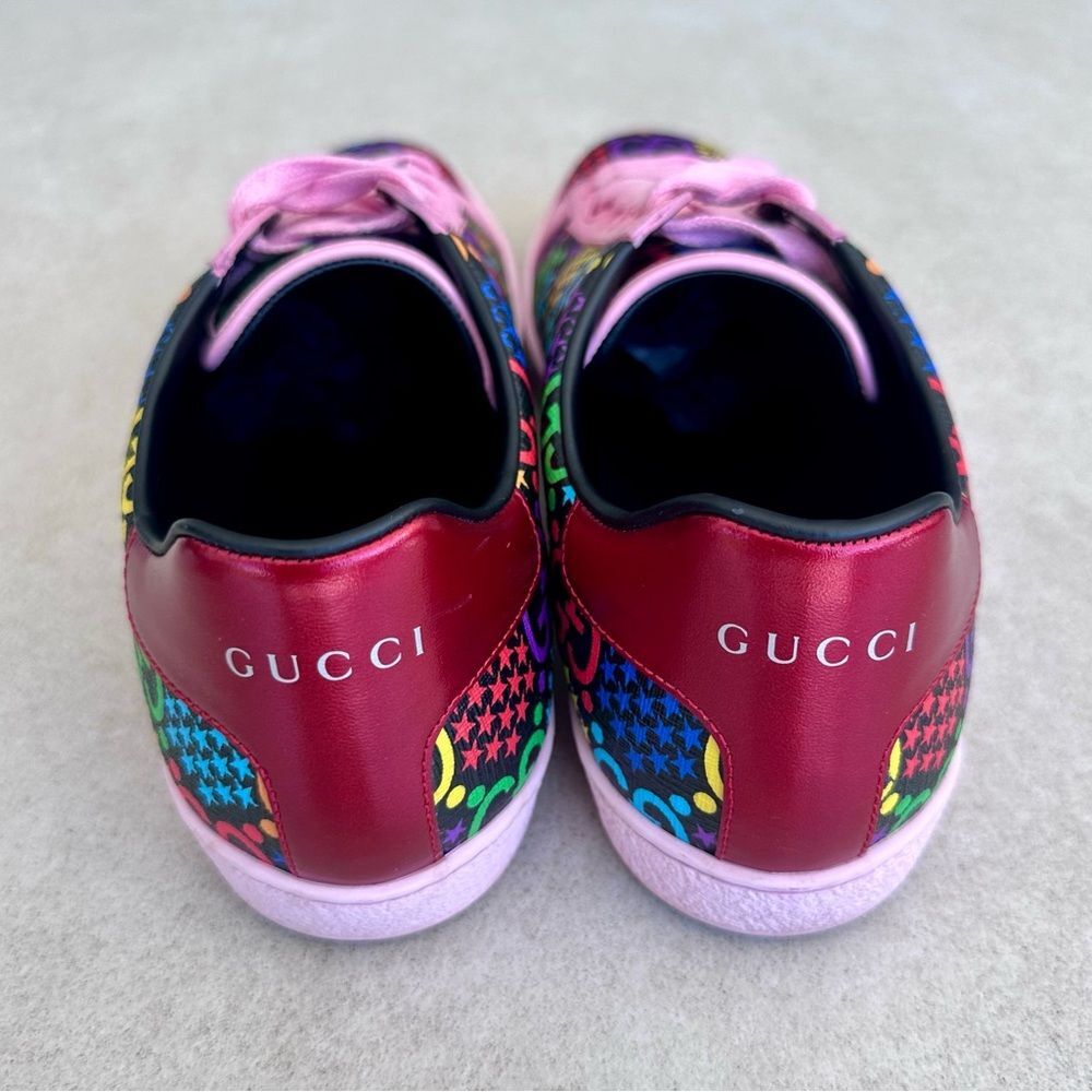 Gucci GG Supreme Monogram Psychedelic Ace Sneakers Multicolor Sugar Pink EU 39.5 - Picture 3 of 9